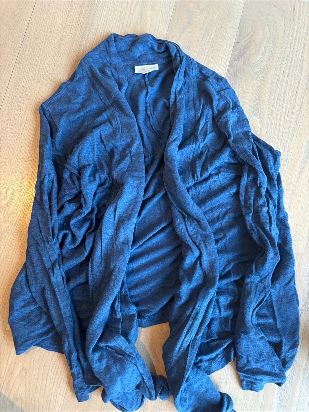 J. Jill Blue Linen-Blend Open Cardigan